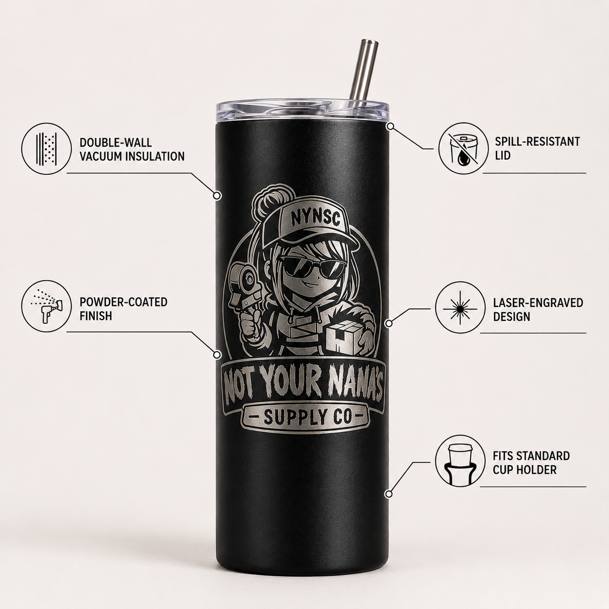Not Your Nana’s Supply Co. 20oz Engraved Stainless Steel Tumbler
