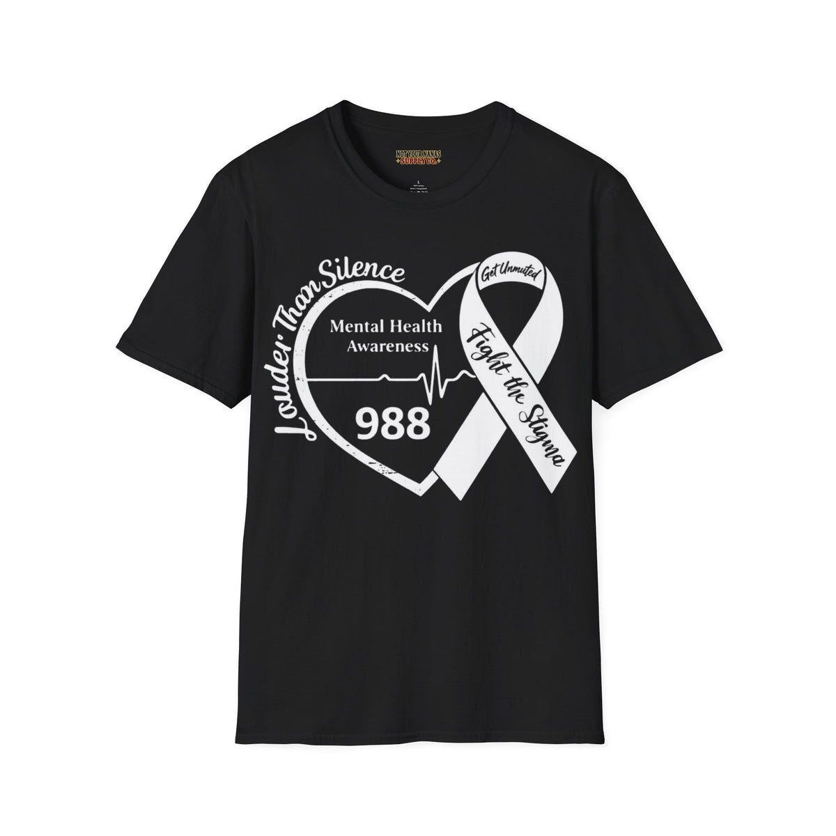 Louder Than Silence Heart Tee — Mental Health Awareness