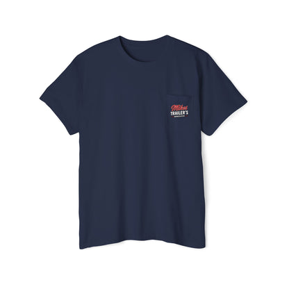Mike's Trailers Pocket Tee — Logo Pocket & Back Graphic T-Shirt