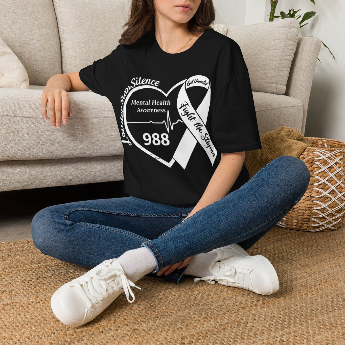Louder Than Silence Heart Tee — Mental Health Awareness