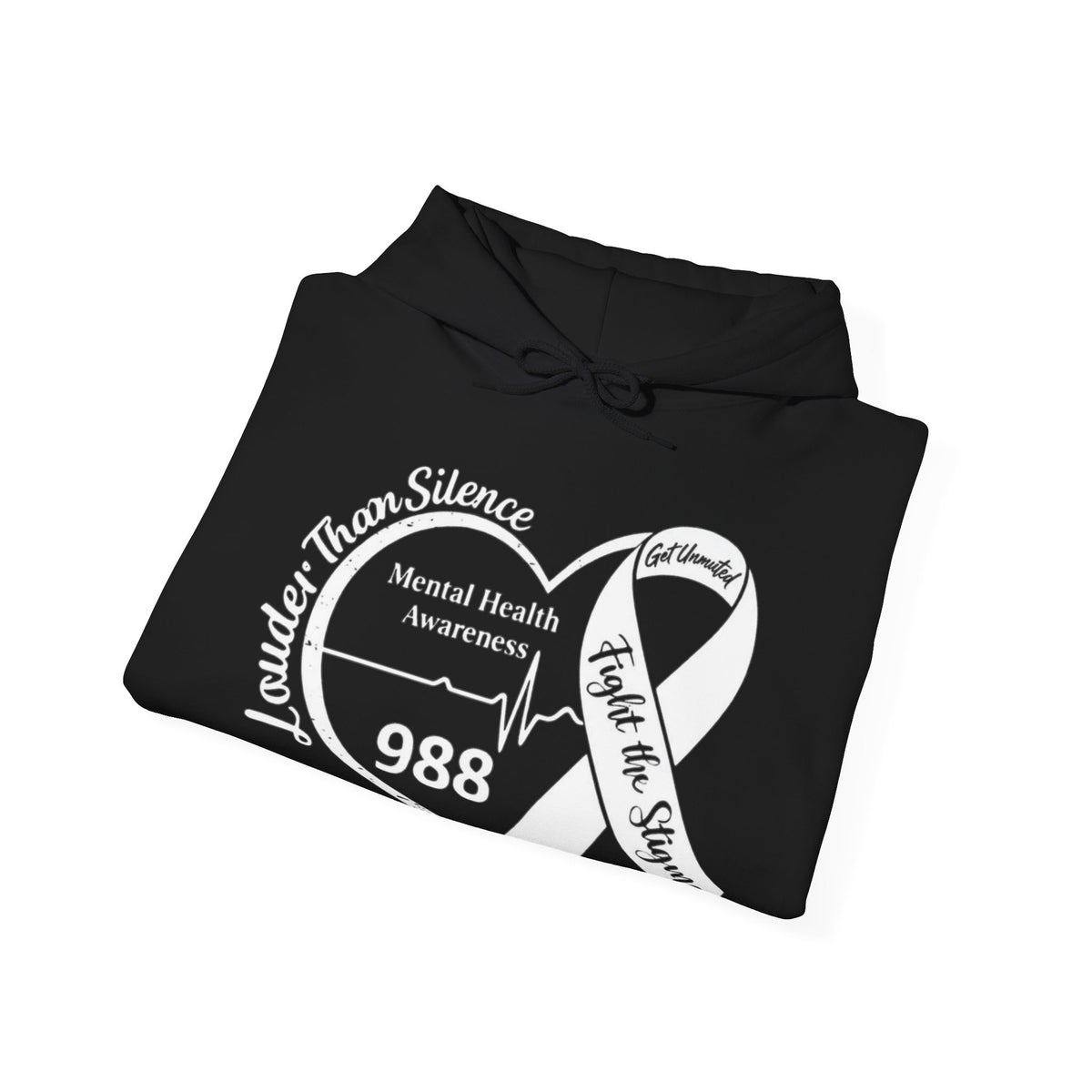 Louder Than Silence Heart Hoodie — Mental Health Awareness