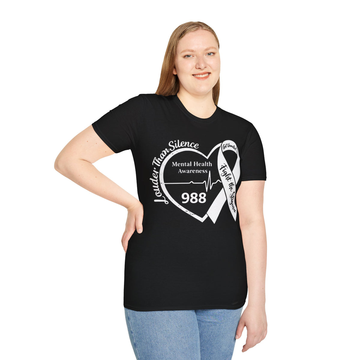 Louder Than Silence Heart Tee — Mental Health Awareness
