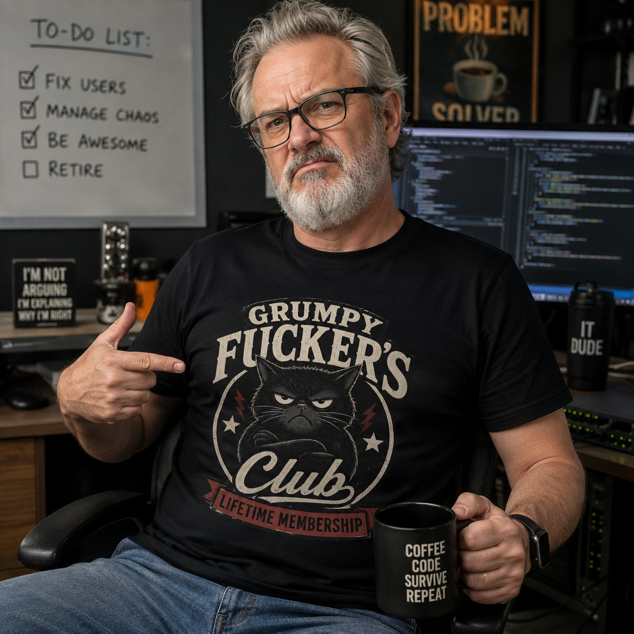 Grumpy Fucker’s Club Lifetime Membership T-Shirt
