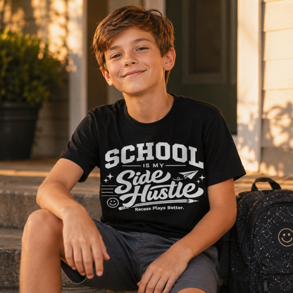 Kids Tee - "School Is My Side Hustle" Back-to-School Funny Graphic Shirt