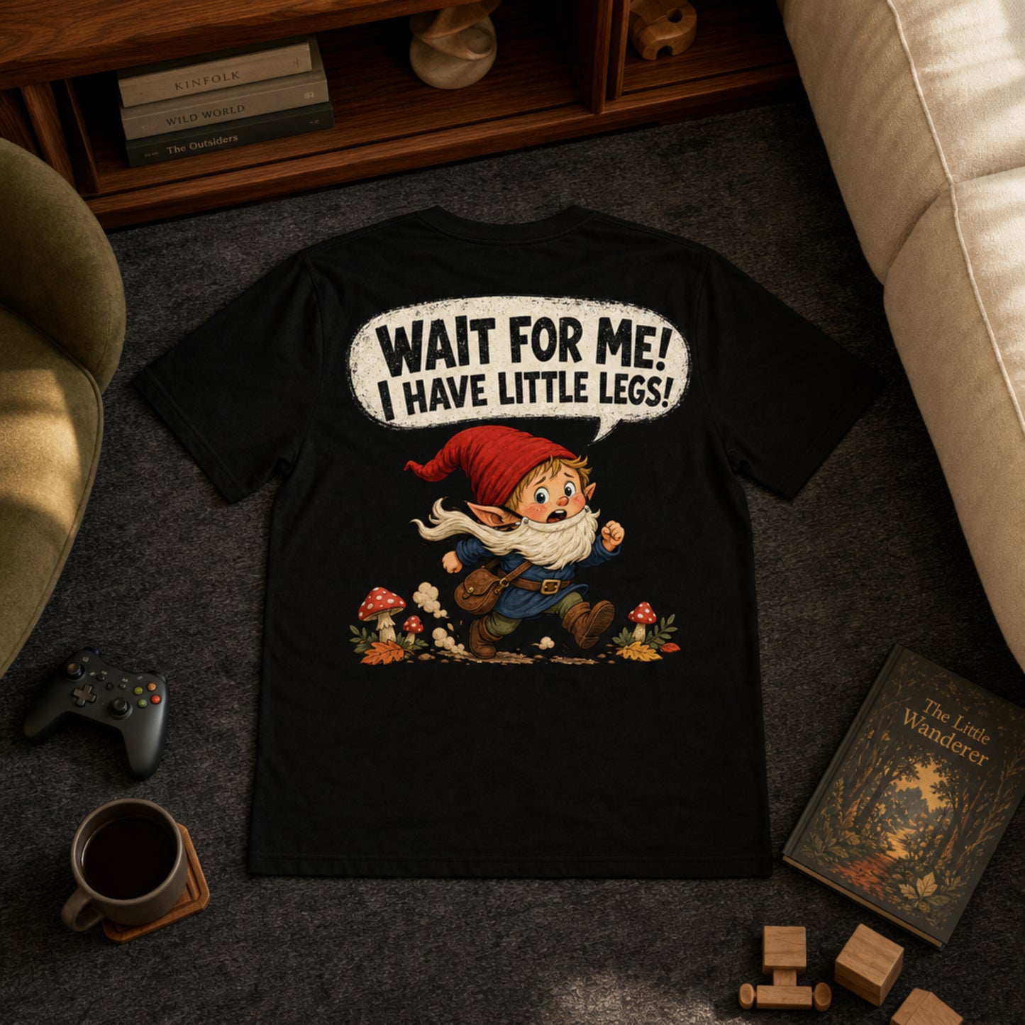 Wait For Me! I Have Little Legs! | Funny Parenting Gnome T-Shirt | Geek Parent Gift | Fantasy Family Tee