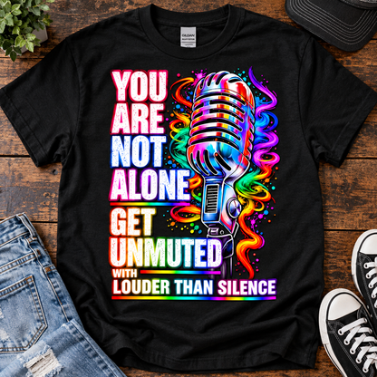 Louder Than Silence Colorful Mic Tee — Mental Health Awareness