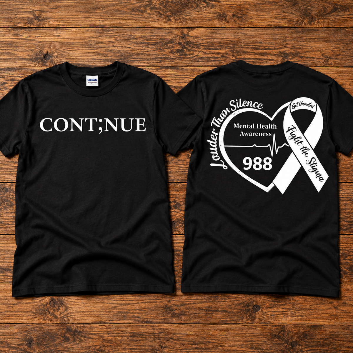 Louder Than Silence Continue Heart Tee — Mental Health Awareness