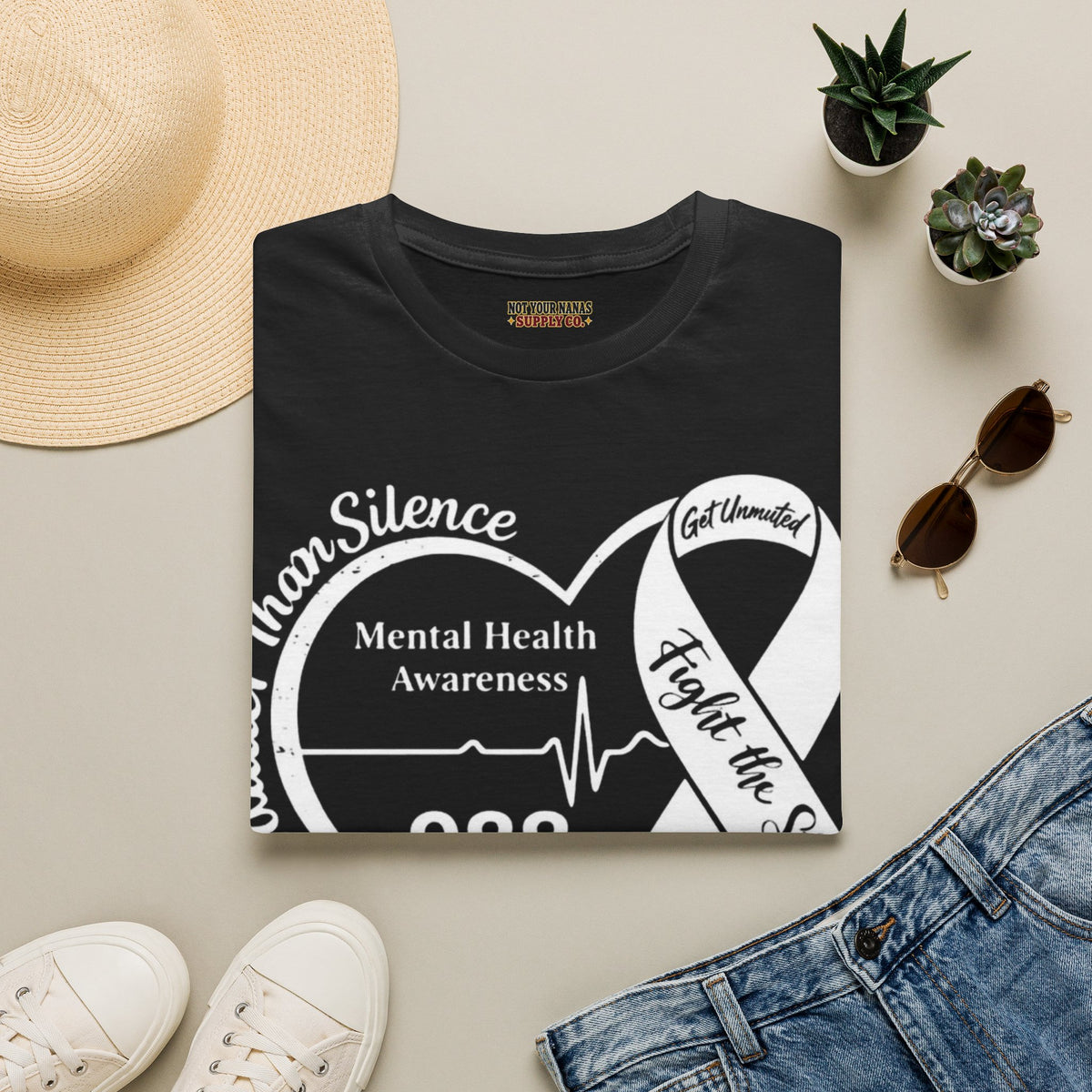 Louder Than Silence Heart Tee — Mental Health Awareness