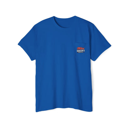 Mike's Trailers Pocket Tee — Logo Pocket & Back Graphic T-Shirt