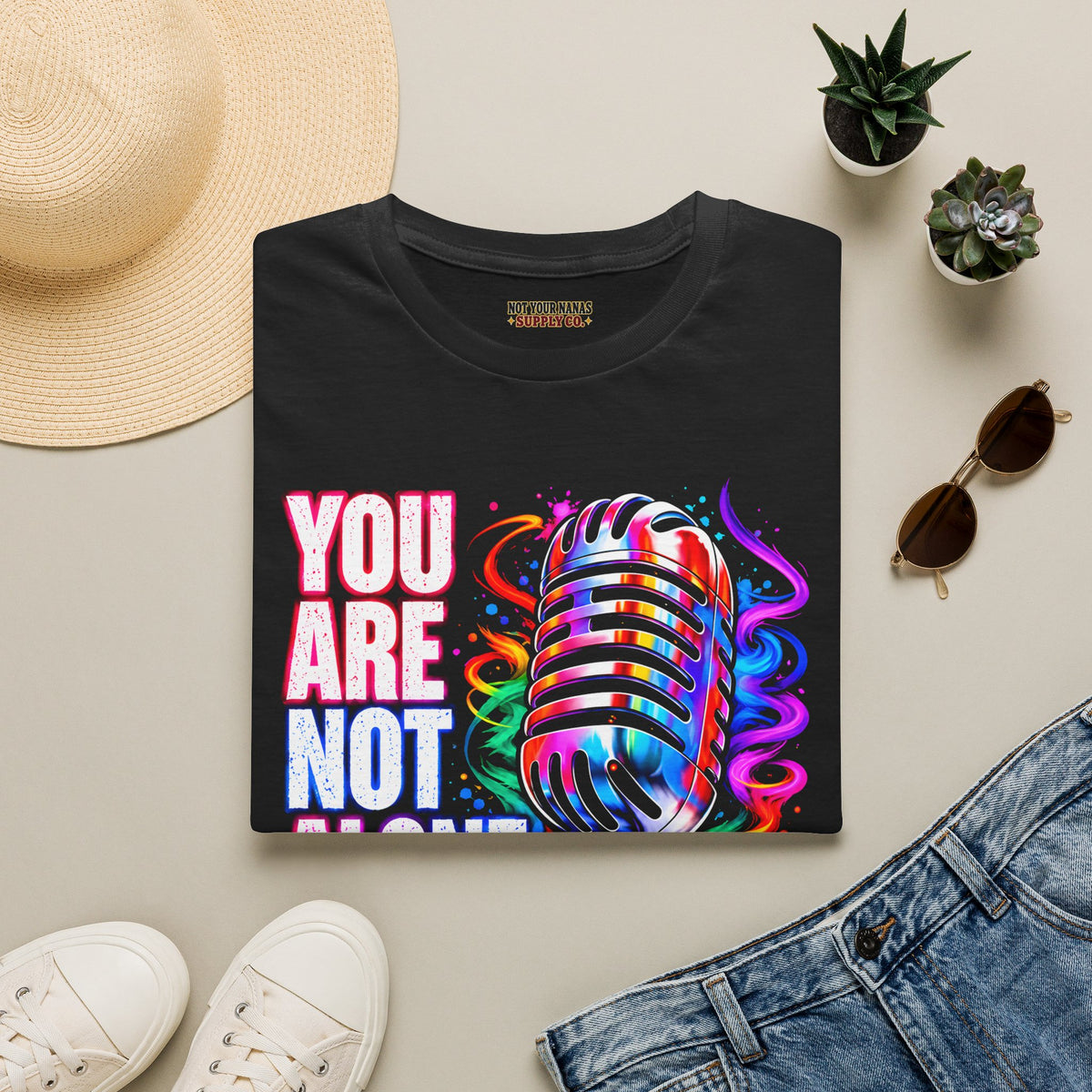 Louder Than Silence Colorful Mic Tee — Mental Health Awareness