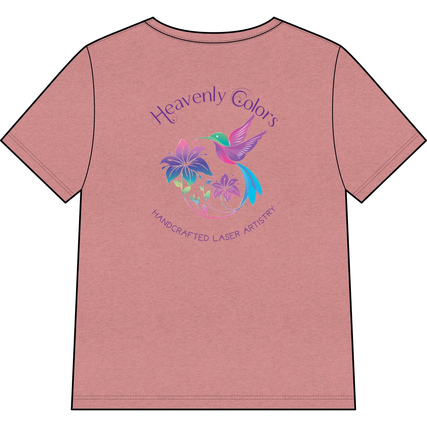 Heavenly Colors Hummingbird Floral V-Neck Tee