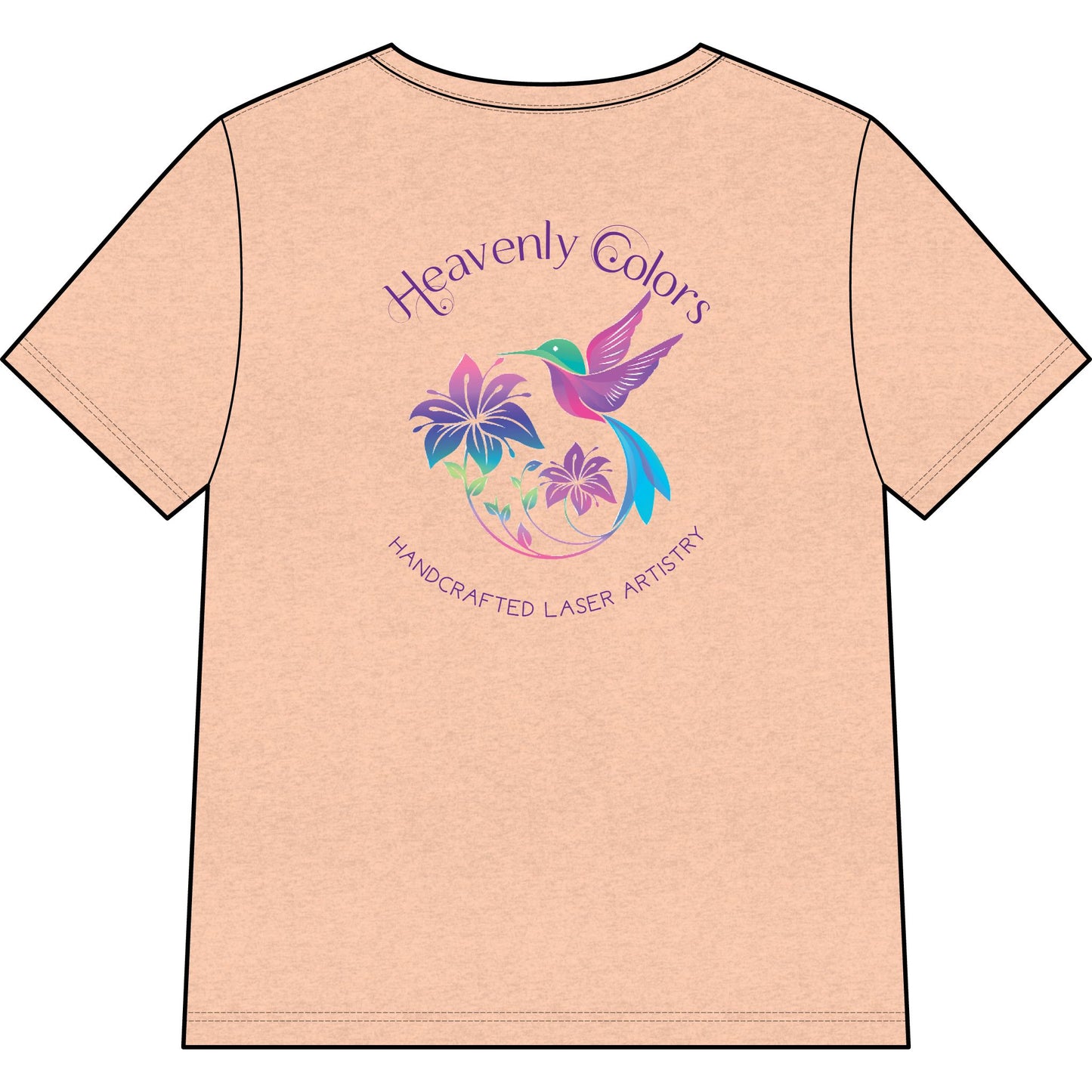 Heavenly Colors Hummingbird Floral V-Neck Tee