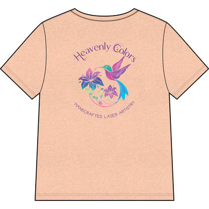 Heavenly Colors Hummingbird Floral V-Neck Tee