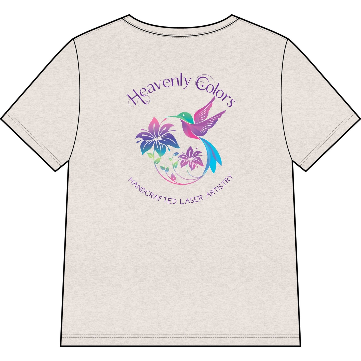 Heavenly Colors Hummingbird Floral V-Neck Tee