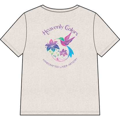 Heavenly Colors Hummingbird Floral V-Neck Tee