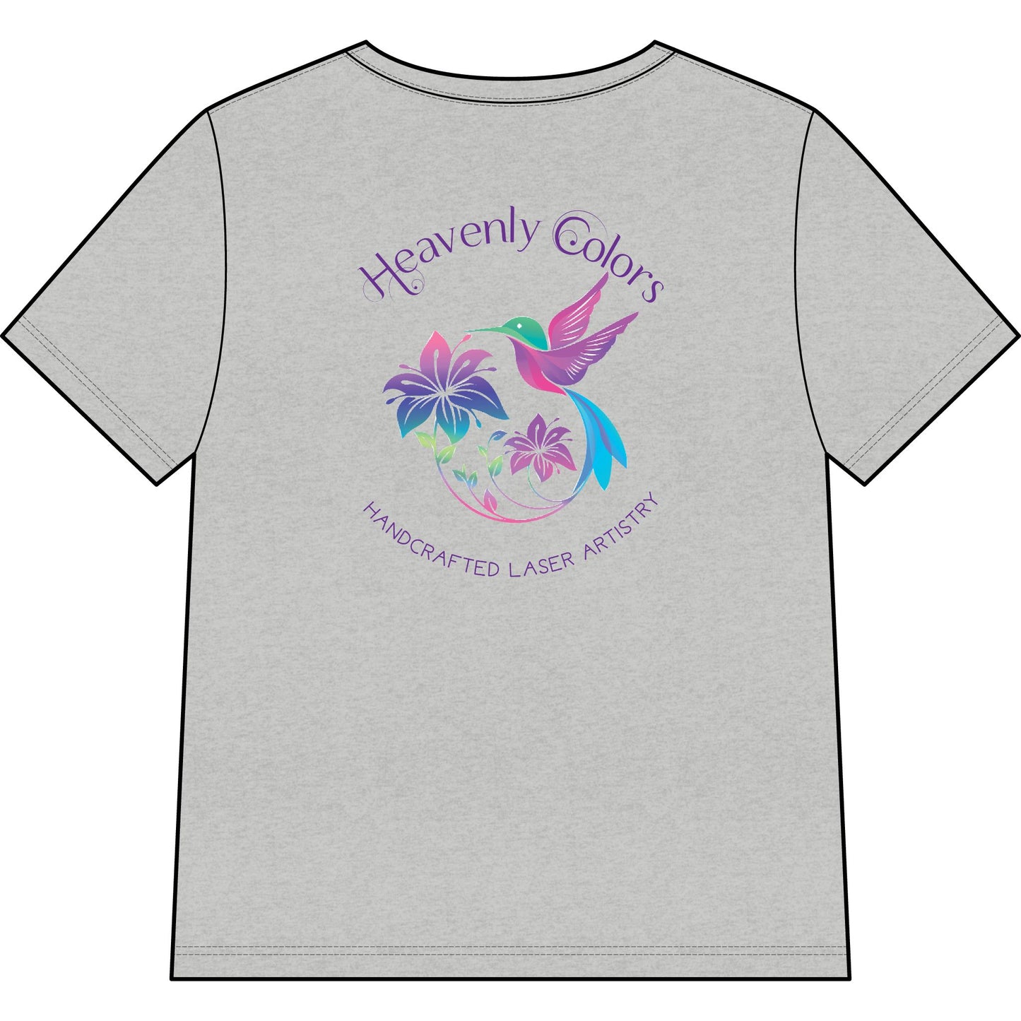 Heavenly Colors Hummingbird Floral V-Neck Tee