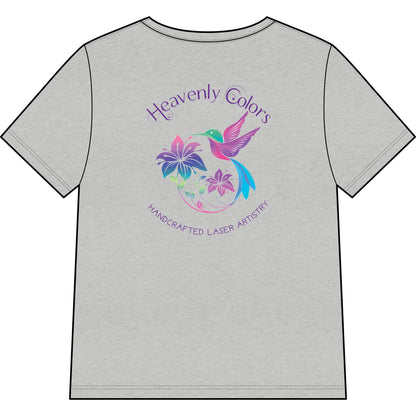Heavenly Colors Hummingbird Floral V-Neck Tee