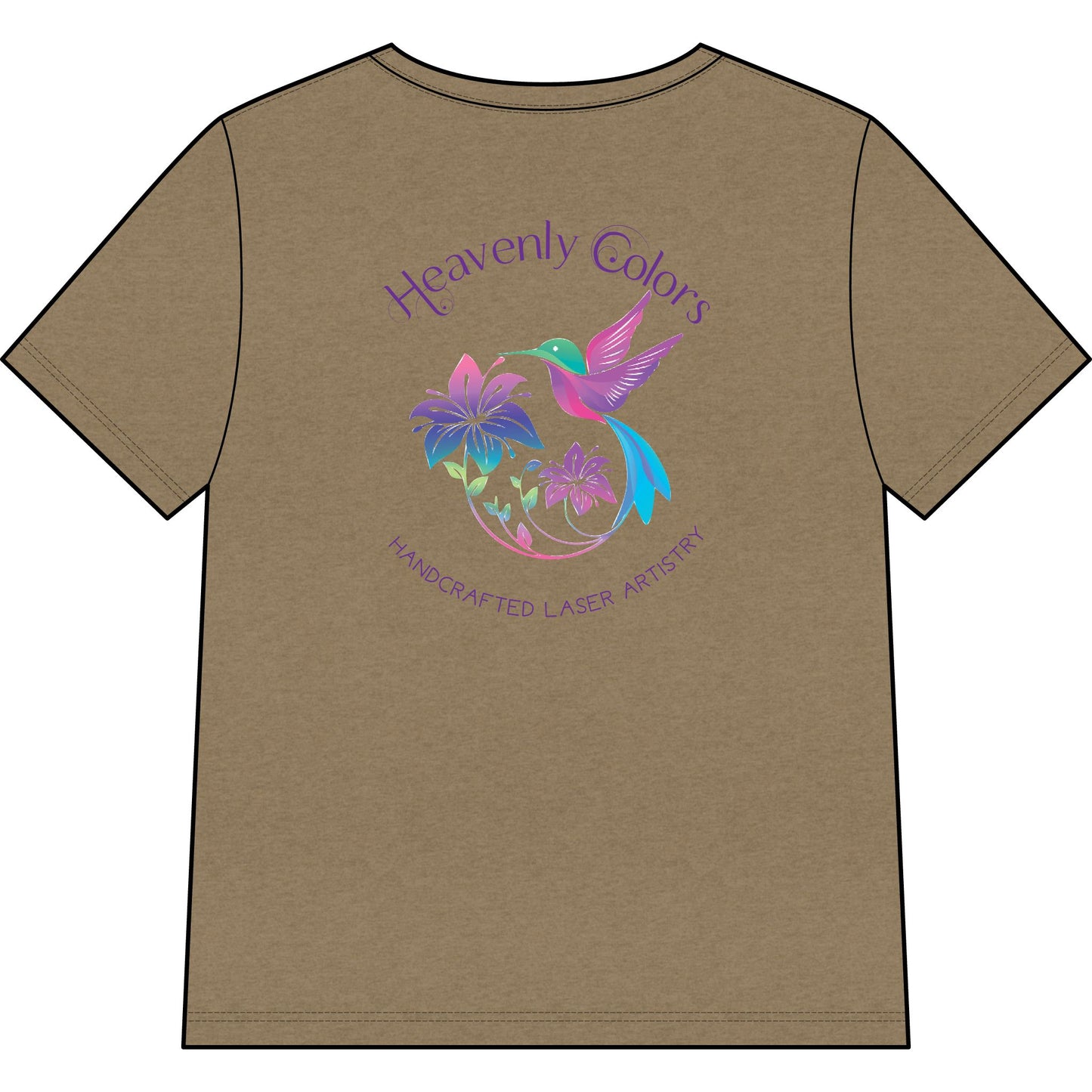 Heavenly Colors Hummingbird Floral V-Neck Tee