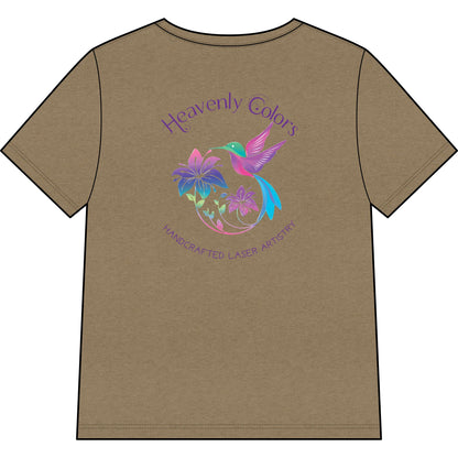 Heavenly Colors Hummingbird Floral V-Neck Tee