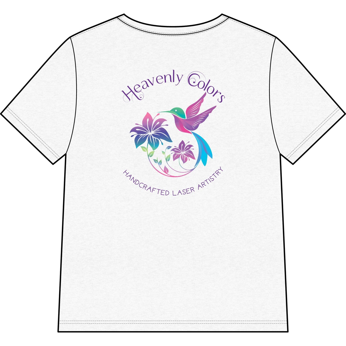 Heavenly Colors Hummingbird Floral V-Neck Tee