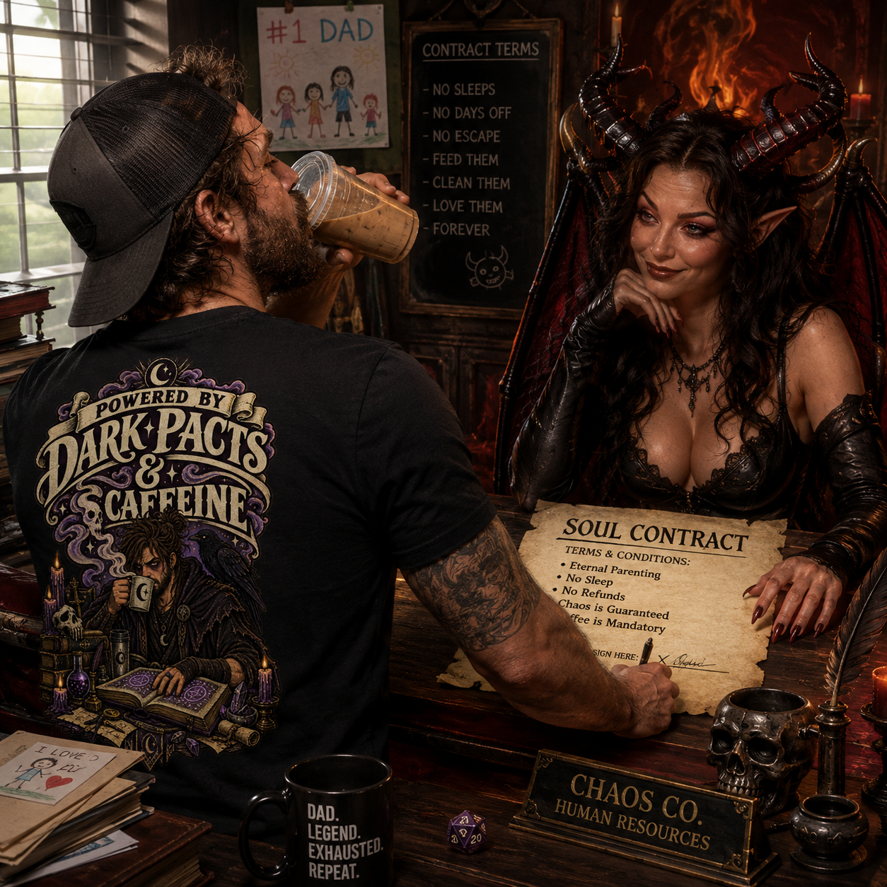 Dark Pacts and Caffeine - Dad Tee