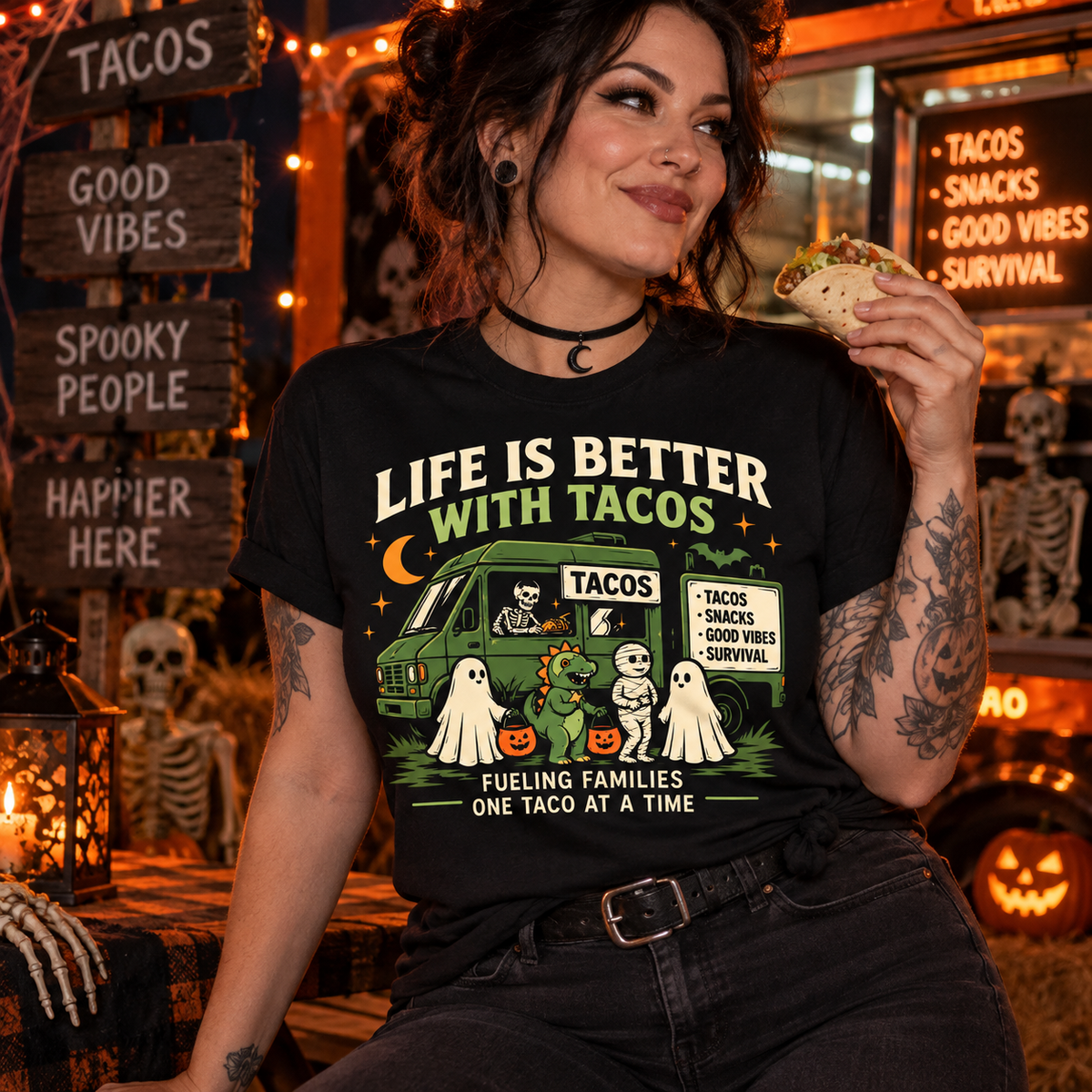 Life Is Better With Tacos Halloween Tee