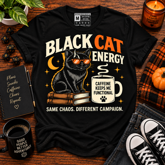 Black Cat Energy Halloween Tee