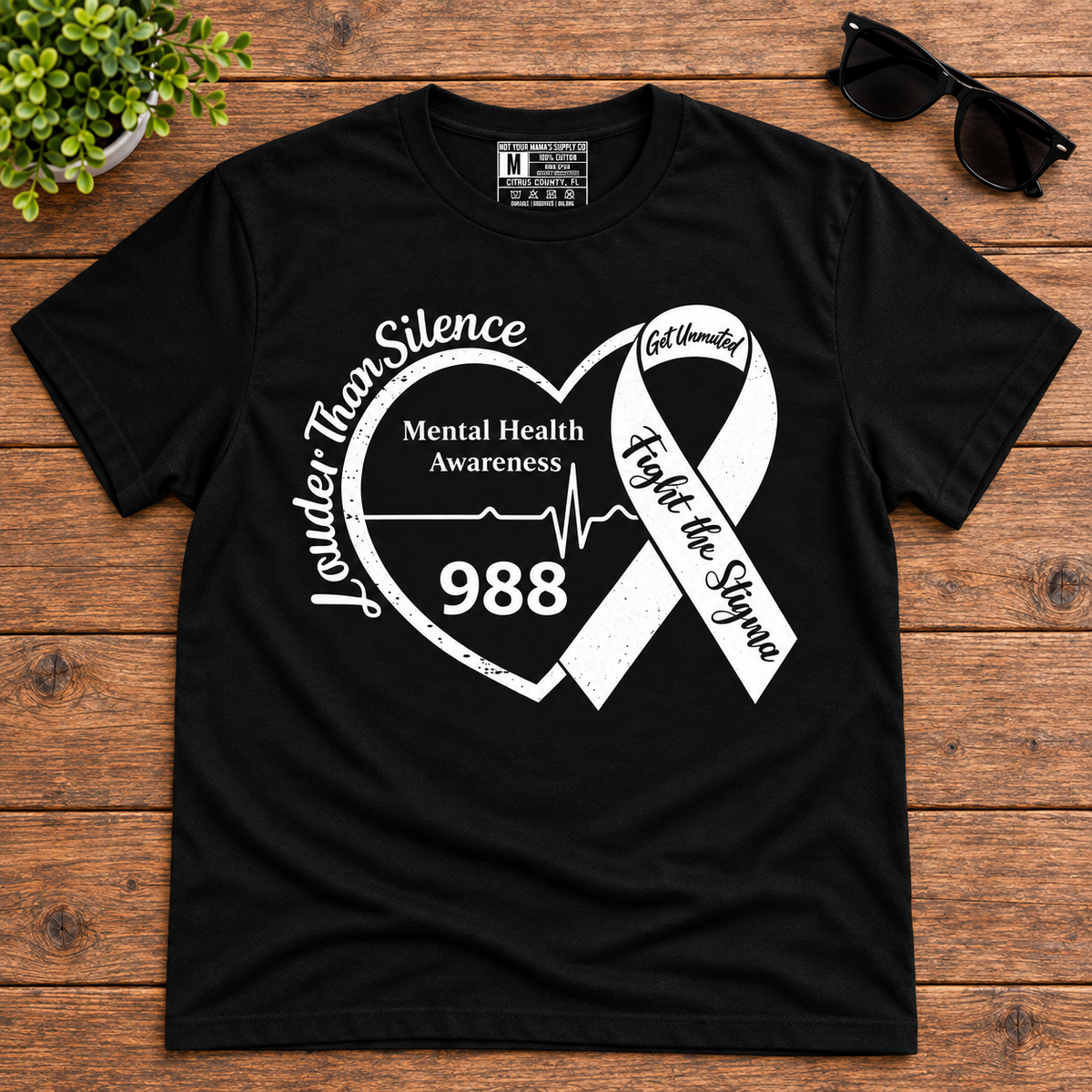 Louder Than Silence Heart Tee — Mental Health Awareness