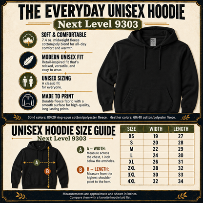 Next Level hoodie size chart