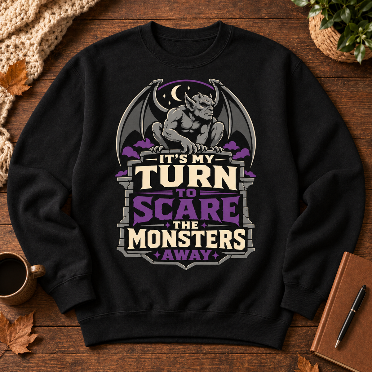 Gargoyle Scare the Monsters Crewneck - flat lay