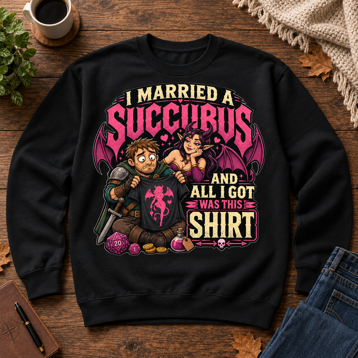 Married a Succubus Crewneck - flat lay