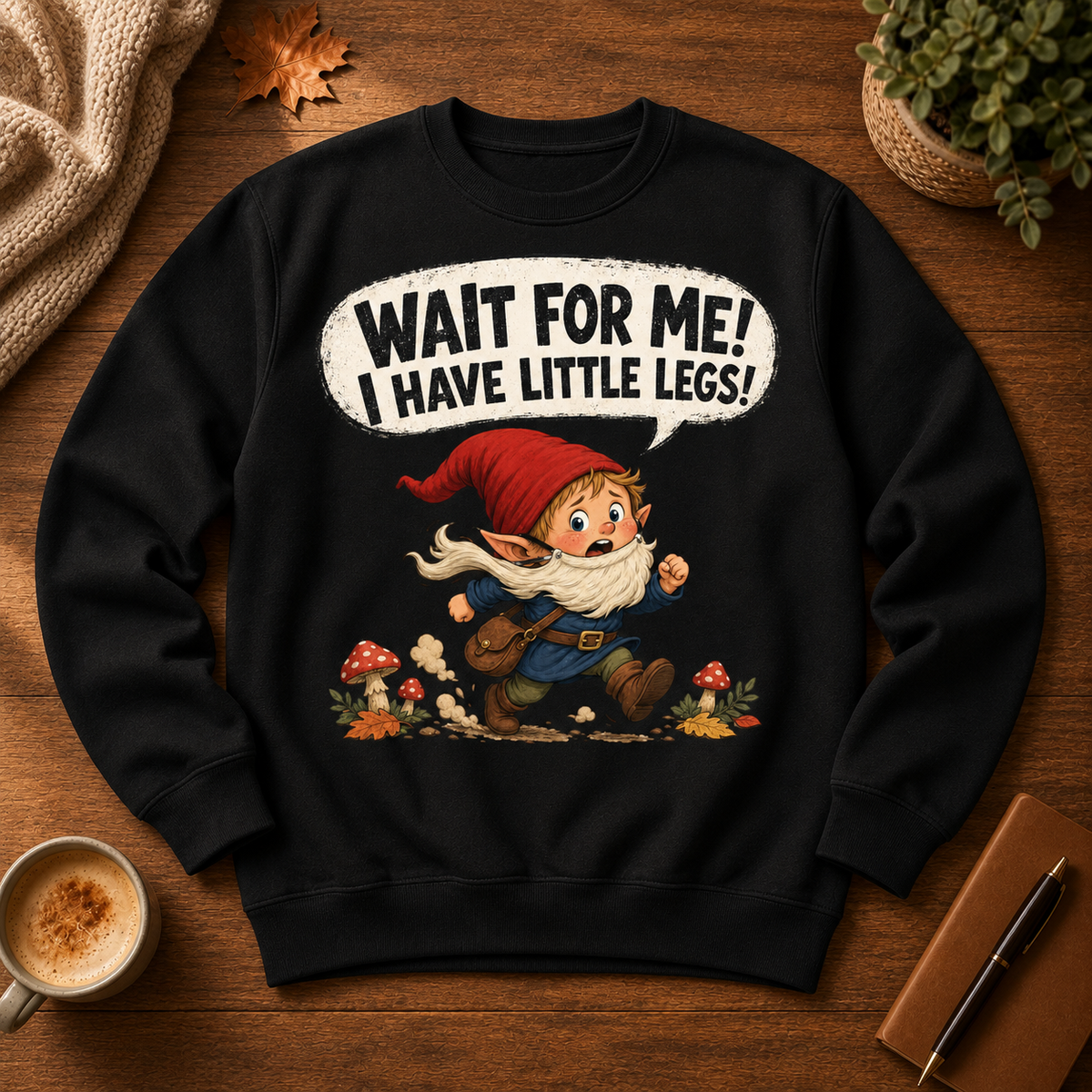 Wait For Me! I Have Little Legs! Crewneck - flat lay