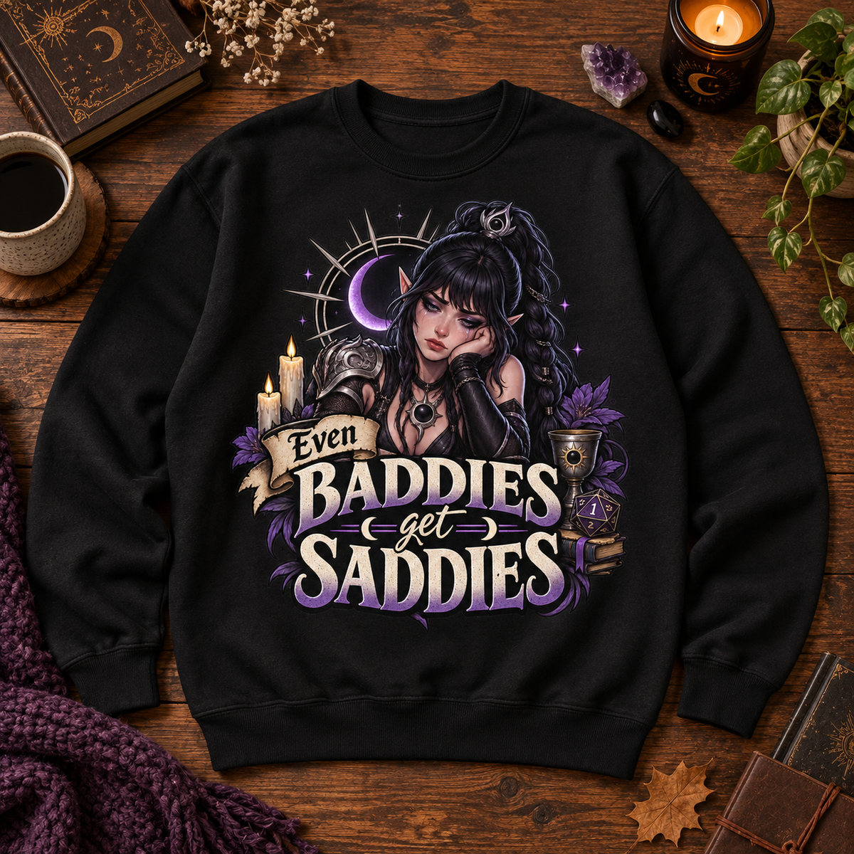 Baddies Get Saddies Crewneck - flat lay