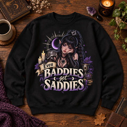 Baddies Get Saddies Crewneck - flat lay