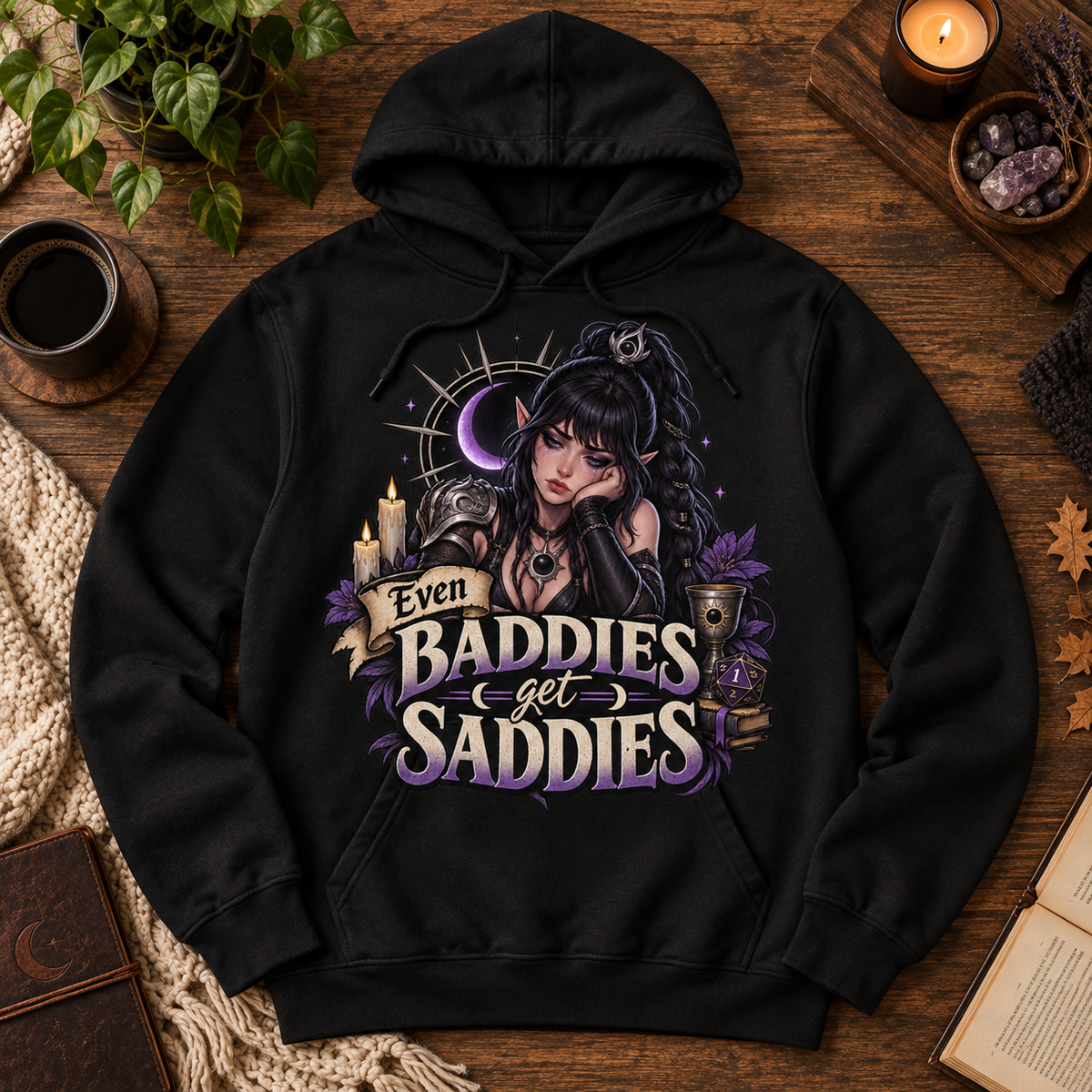 Baddies Get Saddies Hoodie - flat lay