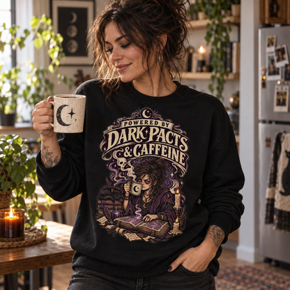 Dark Pacts and Caffeine Crewneck - lifestyle