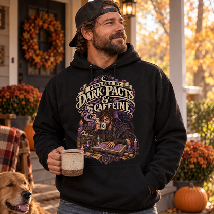 Dark Pacts and Caffeine Hoodie - lifestyle