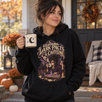 Dark Pacts and Caffeine Hoodie - lifestyle