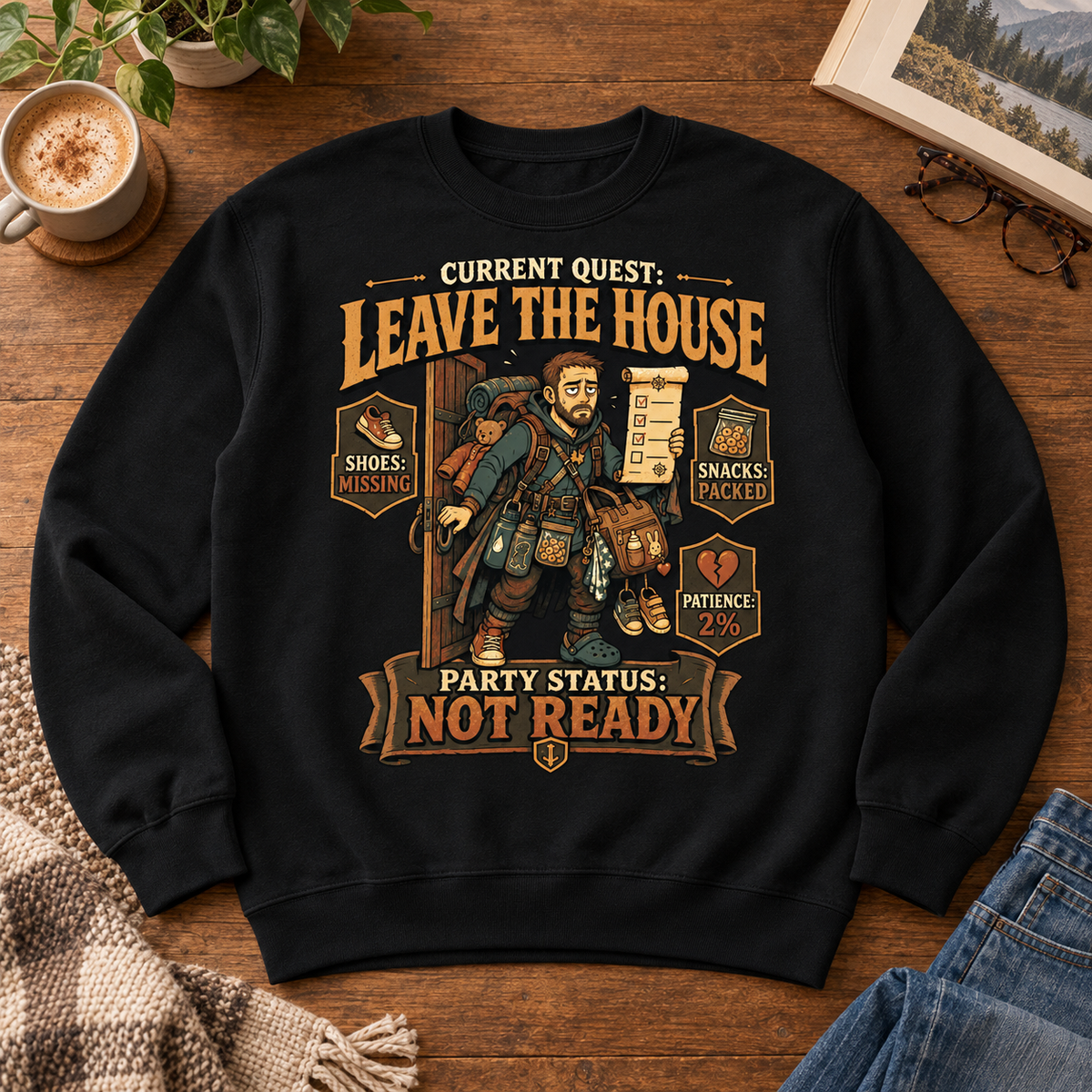 Current Quest: Leave Crewneck - flat lay
