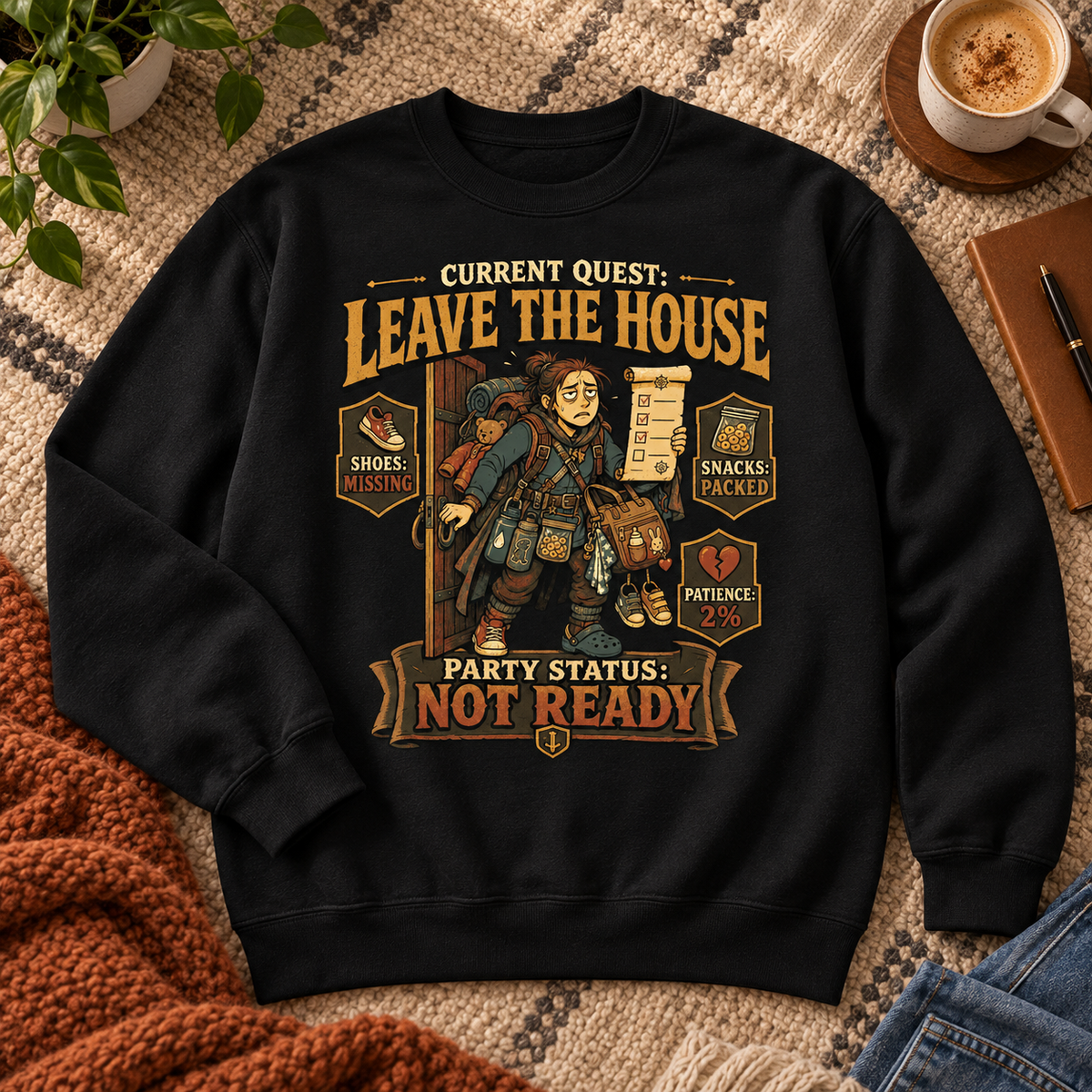 Current Quest: Leave Crewneck - flat lay