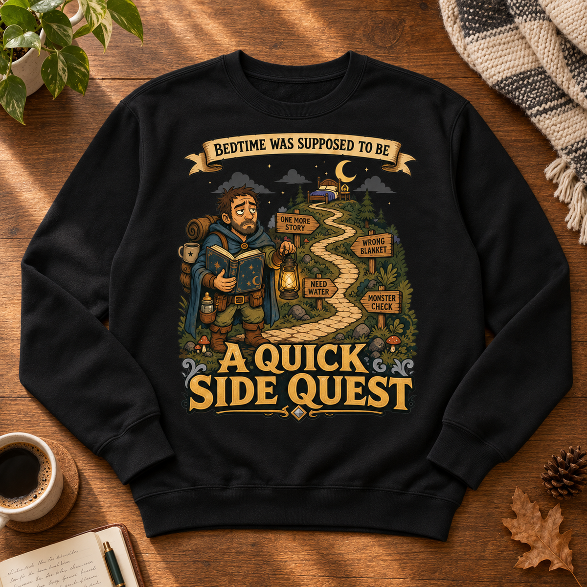 Bedtime: The Sidequest Crewneck - flat lay
