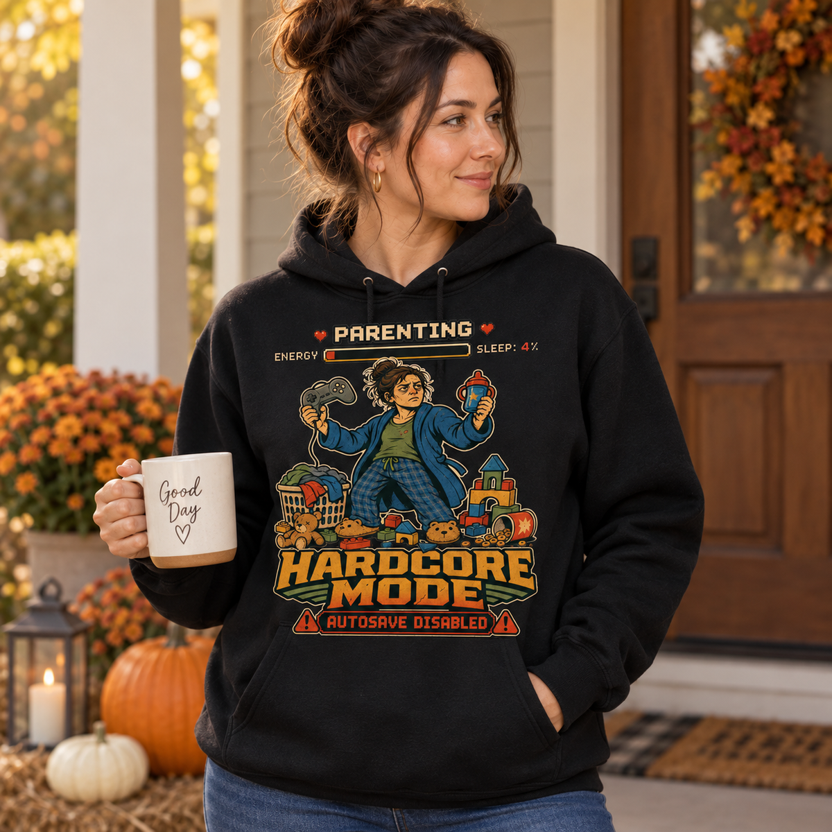 Parenting Hardcore Mode Hoodie - lifestyle
